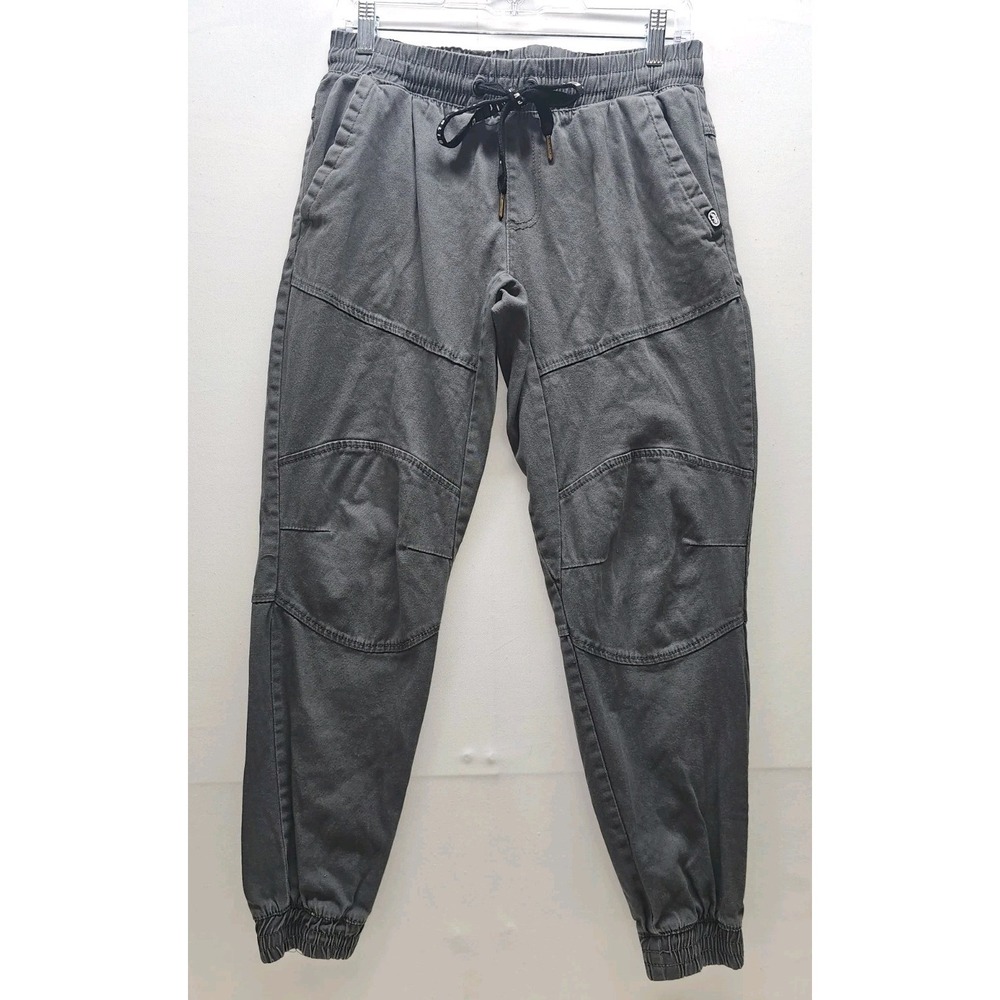 Ecko Unltd Men's Jogger Pants Size S Gray Elastic Waist Drawstring Moto Knee Y2K